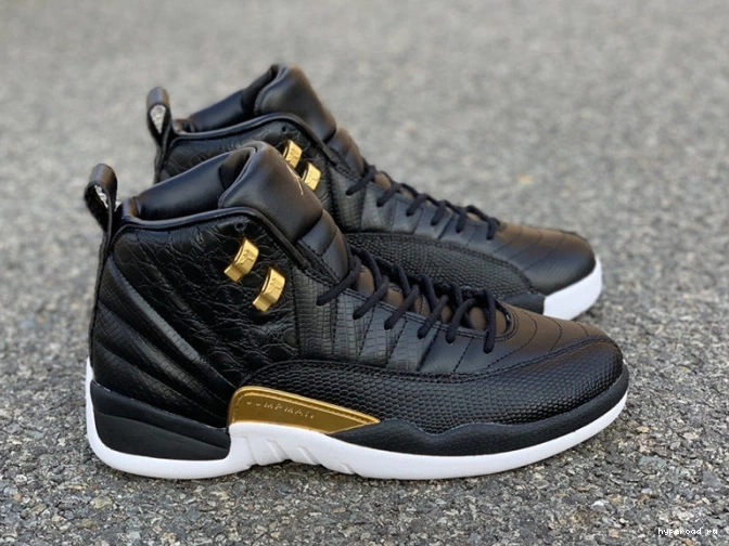 AO6068-007 Black Gold-White Retro Metallic Jordan 12 Air 'Reptile' 0821